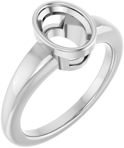 Sužadėtuvių Žiedas „Bezel-Set Solitaire“ 14k white gold Oval 8mm x 6mm (1)