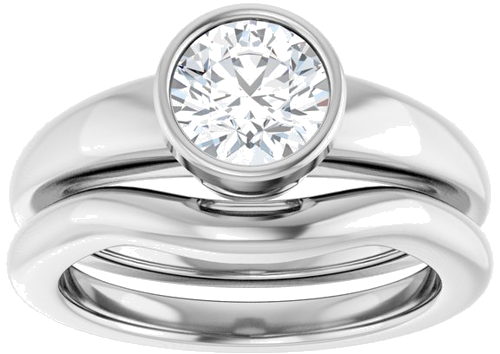 Sužadėtuvių Žiedas „Bezel-Set Solitaire“ 14k white gold Round 6.5mm (8)