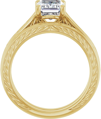 Sužadėtuvių Žiedas „Solitaire Scroll“ 14k yellow gold Emerald 8mm x 6mm (7)