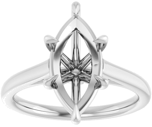 Sužadėtuvių Žiedas „Claw-Pong“ 14k white gold Marquise 14mm x 7mm (3)