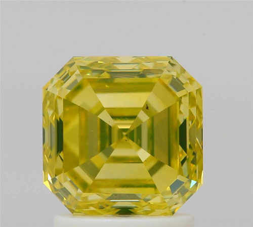 2.01 carat Fancy Intense Yellow-VS2 Natūralus Asscher Deimantas (1)
