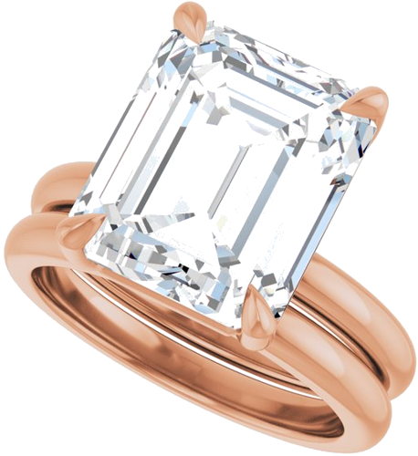 Sužadėtuvių Žiedas „Claw-Prong“ 14k rose gold Emerald 12mm x 10mm (10)
