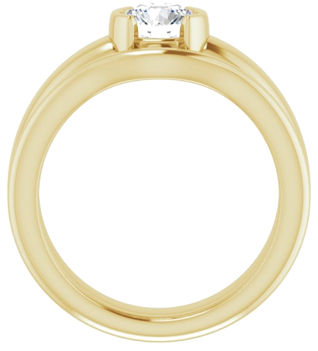 Sužadėtuvių Žiedas „Half Bezel Solitaire“ 585 Geltonojo Aukso Round 5.8mm (7)