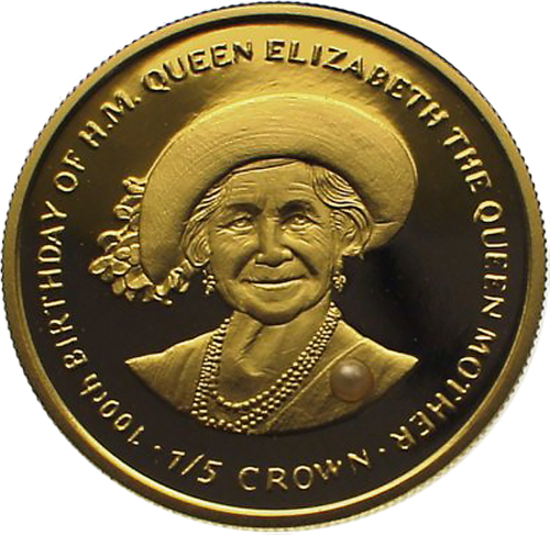 Isle of Man 1/5 Crown Elizabeth II 100th Birthday gold coin (2)