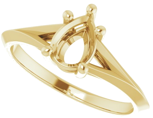 14K Yellow 7x5 mm Pear Solitaire Engagement Ring Mounting (5)