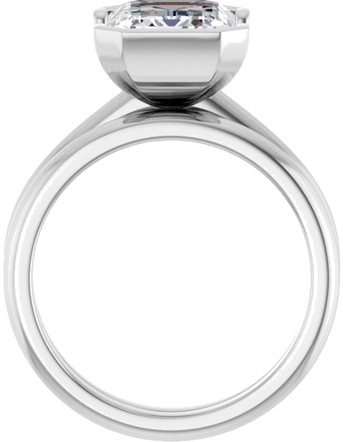 Sužadėtuvių Žiedas „Half-Bezel“ 14k white gold Emerald 10mm x 8mm (7)