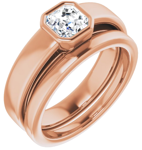 14K Rose  5 mm Asscher Solitaire Engagement Ring Mounting (6)