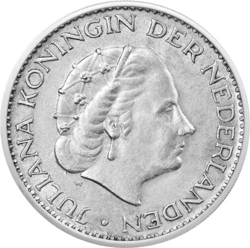 1 гулден Юлиана (1954-1968) Нидерландия Сребърна монета (1)