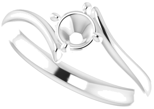 14K White  4.8 mm Round Solitaire Engagement Ring Mounting (5)