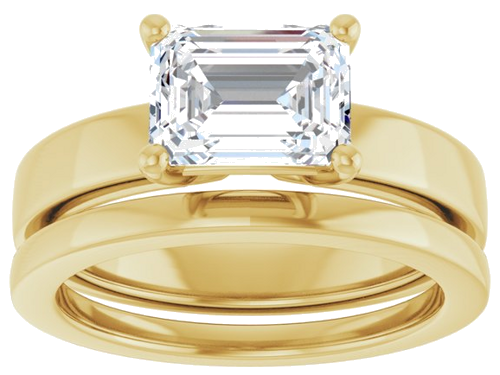 14K Yellow 8x6 mm Emerald Solitaire Engagement Ring Mounting (8)