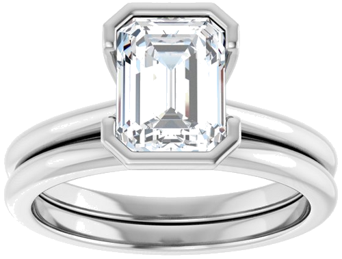 Sužadėtuvių Žiedas „Half-Bezel“ 14k white gold Emerald 8mm x 6mm (8)