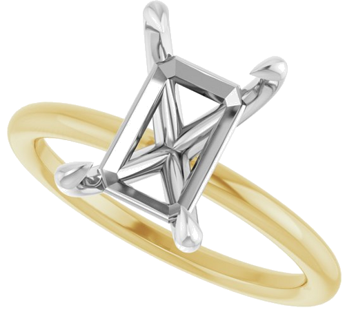 Sužadėtuvių Žiedas „Claw-Prong Solitaire“ 14k yellow/white gold Emerald 10mm x 7mm (5)