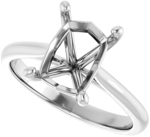 14K White 9x7 mm Emerald Solitaire Engagement Ring Mounting (5)