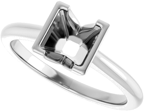 Sužadėtuvių Žiedas „Half-Bezel Solitaire“ 14k white gold Square 5.5mm (5)