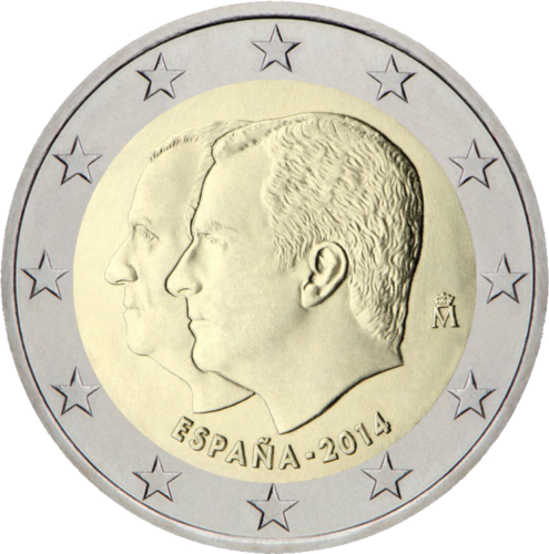2014 г. Испания Смяна на престола - монета от 2 евро (1)