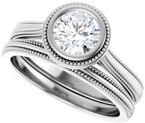 Sužadėtuvių Žiedas „Bezel-Set Solitaire“ 14k white gold Round 5.8mm (10)