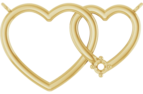 14K Yellow 2 mm Round 1-Stone Interlocking Heart Necklace Center (1)