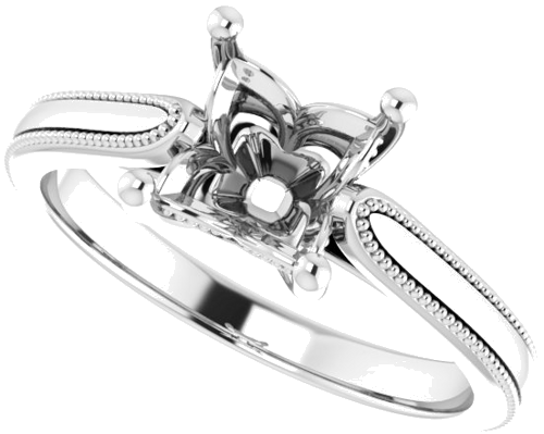 Sužadėtuvių Žiedas „Solitaire“ 14k white gold Square 6mm (5)