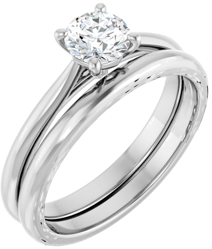 Sužadėtuvių Žiedas „Solitaire“ 10k white gold Round 5.2mm (6)