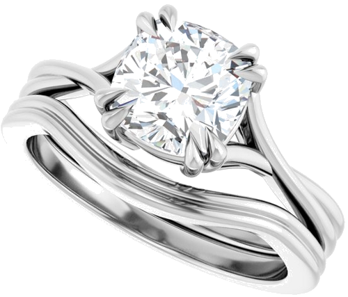Sužadėtuvių Žiedas „Double Claw-Prong Solitaire Criss-Cross“ 14k white gold Cushion 7mm (10)