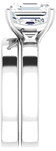 14K White 9 mm Asscher Solitaire Engagement Ring Mounting (9)