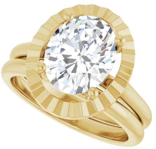 Sužadėtuvių Žiedas „Solitaire Geometric“ 14k yellow gold Oval 10mm x 8mm (10)