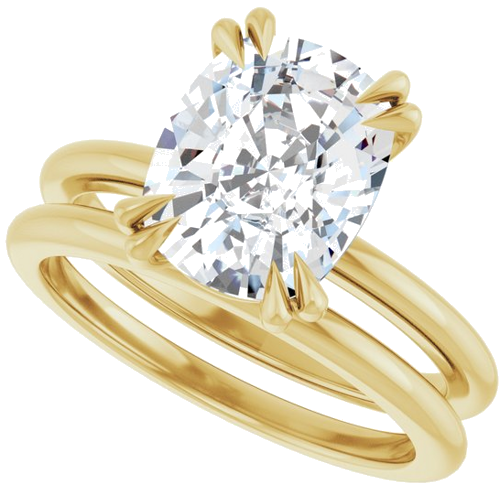 Sužadėtuvių Žiedas „Double Claw-Prong“ 14k yellow gold Elongated Cushion 10mm x 8mm (10)