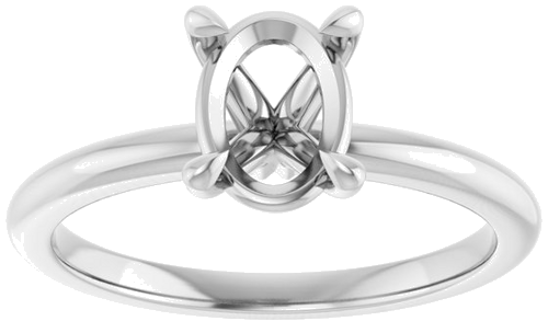 Sužadėtuvių Žiedas 585 Baltojo Aukso Oval 8mm x 6mm (3)