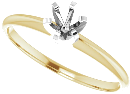 14K Yellow White 4.0-4.1 mm Round 6-Prong Solitaire Engagement Ring Mounting (5)