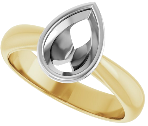 Sužadėtuvių Žiedas „Bezel-Set Solitaire“ 14k yellow/white gold Pear 9mm x 6mm (5)