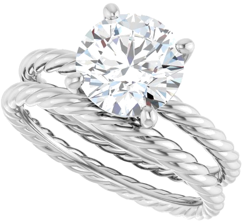 Sužadėtuvių Žiedas „Solitaire Rope“ 14k white gold Round 8mm (10)