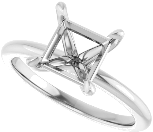 Sužadėtuvių Žiedas „Claw-Prong“ 14k white gold Square 6.5mm (5)
