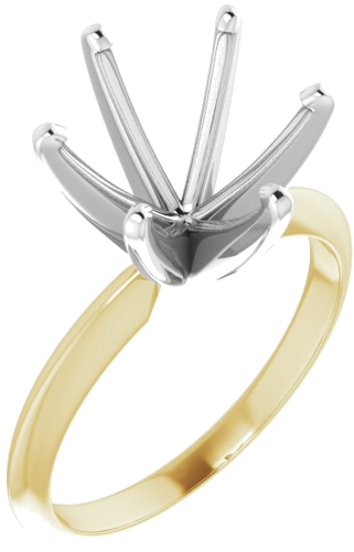 14K Yellow   White 10.2-10.6 mm Round 6-Prong Solitaire Ring Mounting (1)