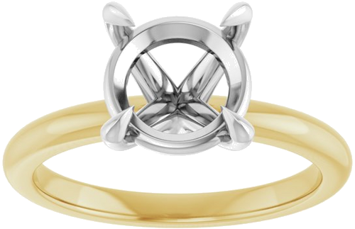 14K Yellow White 8.8 mm Round Solitaire Engagement Ring Mounting (3)