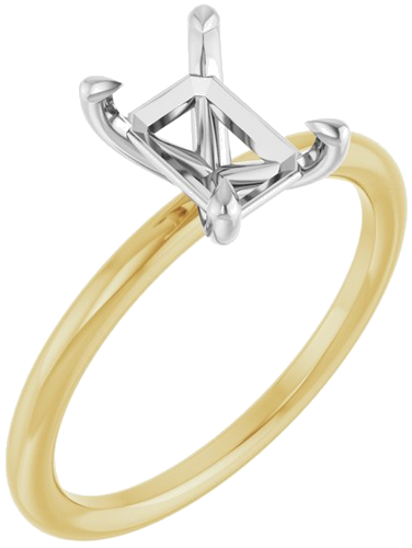 Sužadėtuvių Žiedas „Claw-Prong Solitaire“ 14k yellow/white gold Emerald 7.5mm x 5.5mm (1)
