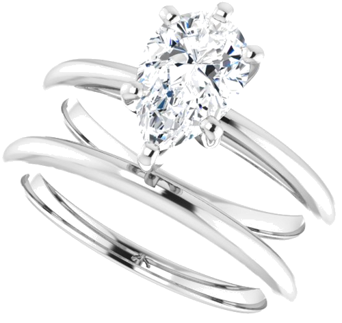 Platinum  9x6 mm Pear Solitaire Engagement Ring Mounting (10)