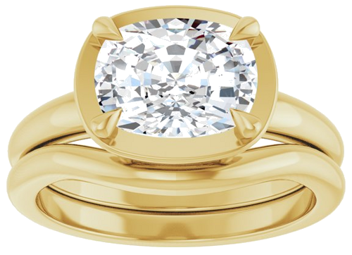 Sužadėtuvių Žiedas „Claw-Prong Solitaire Bezel-Style“ 14k yellow gold Elongated Cushion 9mm x 7mm (8)