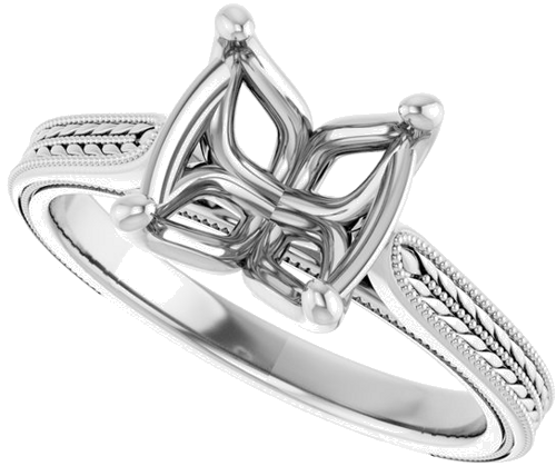 14K White  10x8 mm Oval Solitaire Engagement Ring Mounting (5)