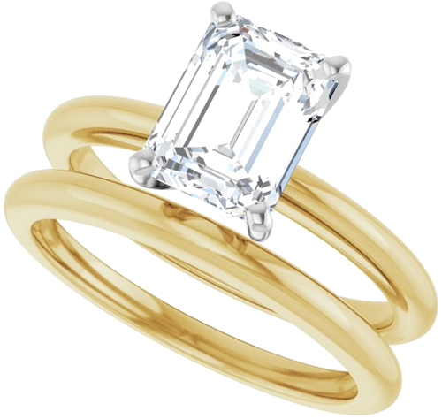 10K Yellow   White  8x6 mm Emerald Solitaire Engagement Ring Mounting (10)