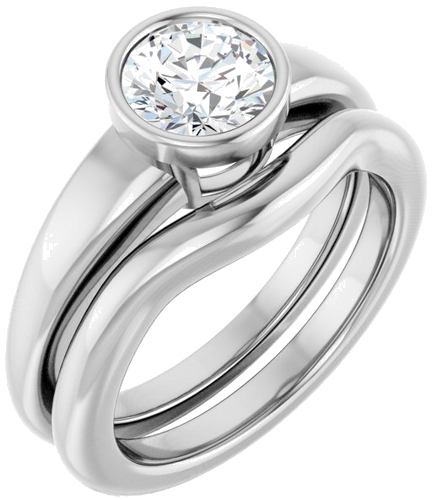 Sužadėtuvių Žiedas „Bezel-Set Solitaire“ 14k white gold Round 6.5mm (6)