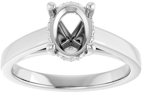 Sužadėtuvių Žiedas „Hidden Halo-Style“ 14k white gold Oval 8mm x 6mm (4)