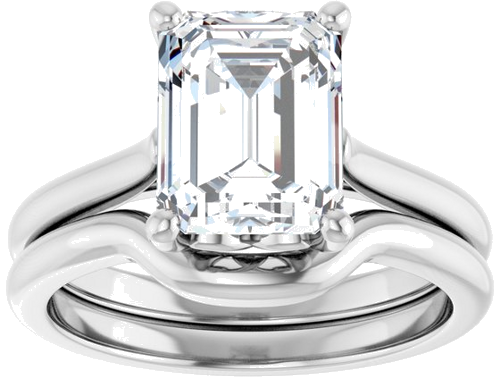 Sužadėtuvių Žiedas „Solitaire“ 585 Baltojo Aukso Emerald 9mm x 7mm (8)