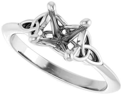 Sužadėtuvių Žiedas „Solitaire Celtic-Inspired“ 14k white gold Square 5.5mm (5)