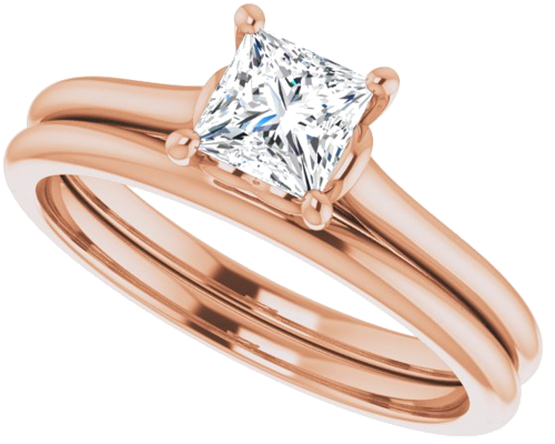 14K Rose  4.5 mm Square Solitaire Engagement Ring Mounting (10)