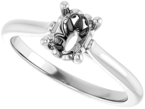 Sužadėtuvių Žiedas „Solitaire“ 585 Baltojo Aukso Oval 7mm x 5mm (5)