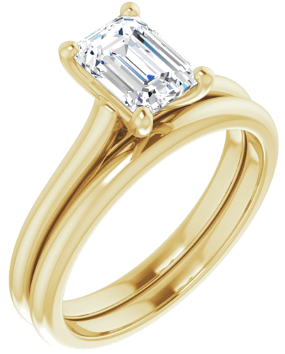 Sužadėtuvių Žiedas „Solitaire“ 585 Geltonojo Aukso Emerald 7mm x 5mm (6)