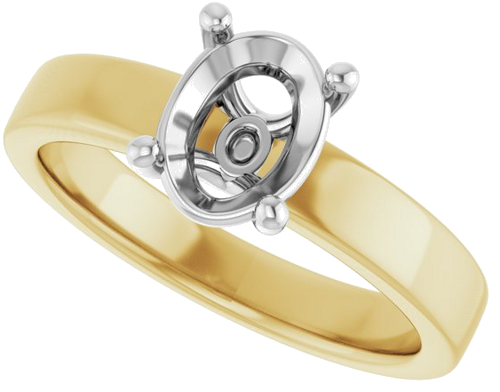 Sužadėtuvių Žiedas „Solitaire“ 14k yellow/white gold Oval 8mm x 6mm (5)