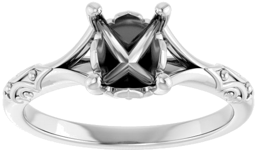 Sužadėtuvių Žiedas „Solitaire Sculptural“ 14k white gold Oval 8mm x 6mm (3)