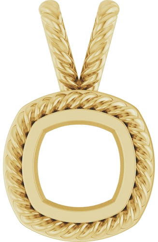 Pakabukas „Rope Bezel-Set Solitaire“ 14k yellow gold Cushion 6mm (1)