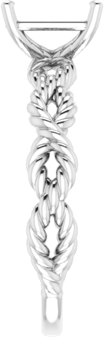 Sužadėtuvių Žiedas „Solitaire Twisted Rope“ 14k white gold Emerald 7mm x 5mm (4)